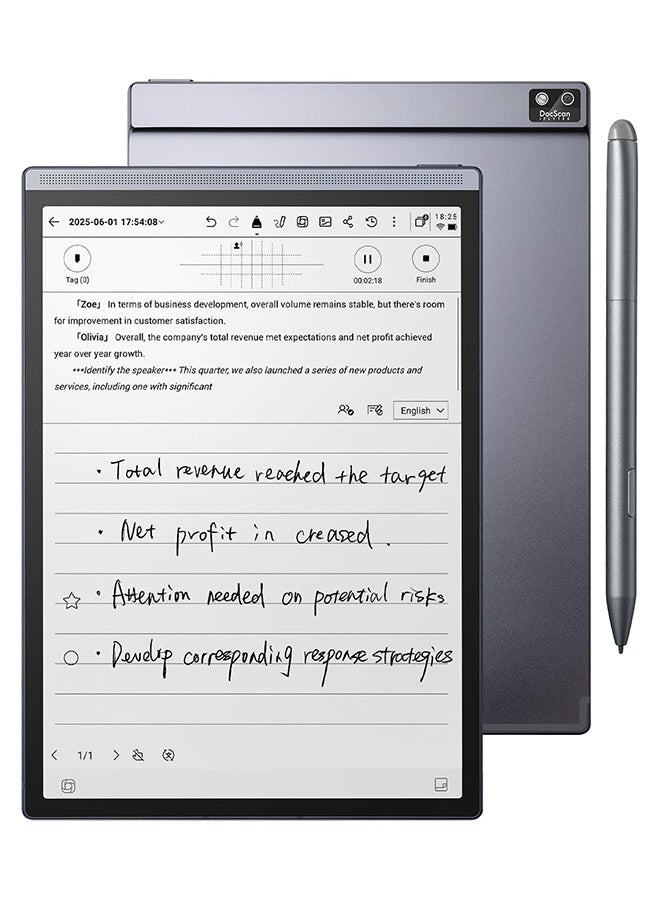 iFLYTEK تابلت AINOTE Air 2 بالحبر مع قلم ستايلس، تحويل الصوت إلى نص، ترجمة لغات، نظام أندرويد، مع سماعات Viaim OpenNote اللاسلكية للمؤتمرات الذكية مع النسخ المباشر | أسود - Image 2